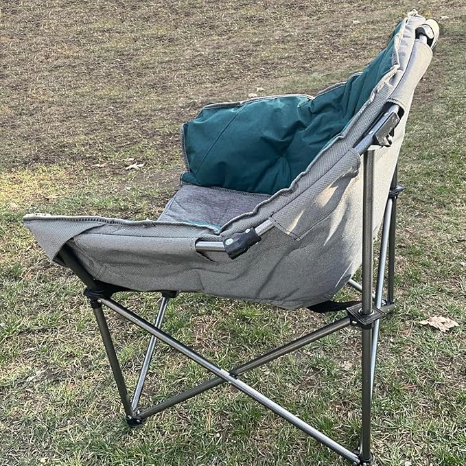 Colorsoul Oversized Camping Chairs Heavy Duty, Full Padded Foldable Camping Chairs for Adults with Cup Holders, Portable Camp Lawn Chairs for Outdoor, Support 450lbs,Green