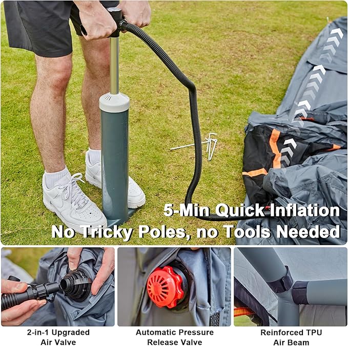 Inflatable Tents for Camping,Easy Blow Up Tent with Hand Pump,4 Seasons Waterproof Air Inflatable Camping Tent House for Family Weekend Camping