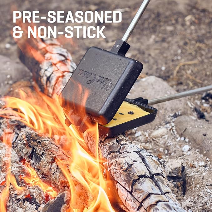 Uno Casa Pie Iron Sandwich Maker - Japanese Sandwich Maker with Recipe Book - Durable Campfire Cooking Equipment for Grilled Pies - Heavy Duty Cast Iron for Outdoor and Camping Adventures