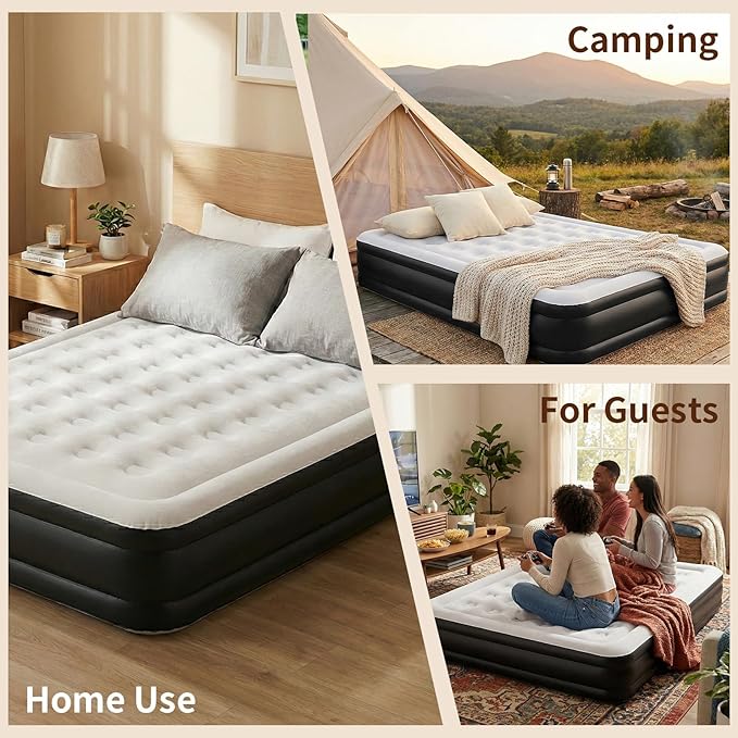 Queen Size self Inflating Blow up air Mattress with Built in Pump Inflatable Camping air Mattress for Tents inflated Mattress Raised airbed