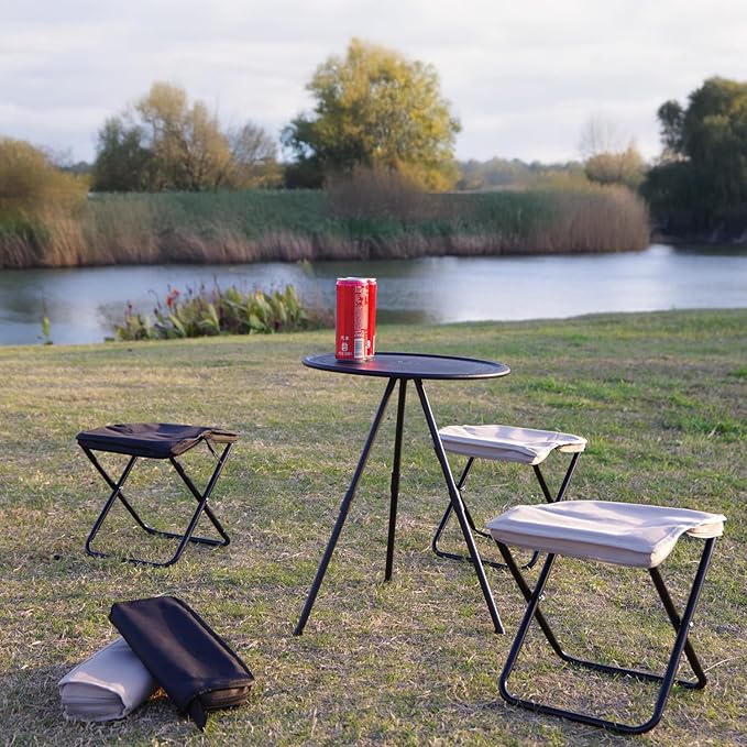 Outdoor Pocket Portable Chair,Lightweight Stool,for Camping,Hiking,Queue,shortbreak Anytime (Black, Medium)
