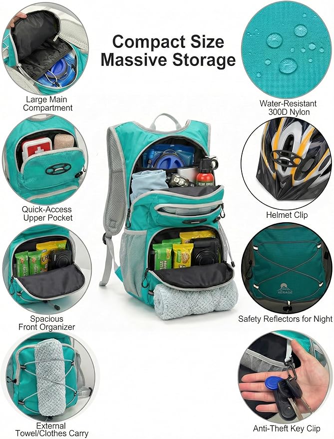 Hydration Hiking Backpack, Water Hiking Backpack, Hydration Backpack with 15l Water Bladder, Runinnng Backpack for Men Women for Cycling Campling