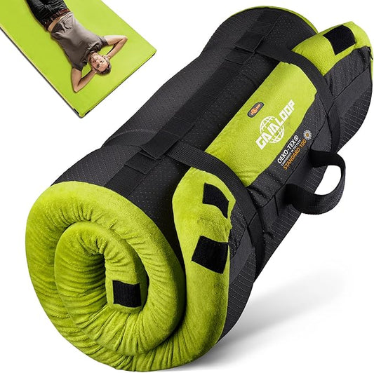 3 Inch GAIALOOP Thick Memory Foam Camping Mattress Sleeping Pad [Car/Tent/Cot] Glamping Portable Floor Mat Roll Up Futon Mattress for Guests Sleepover
