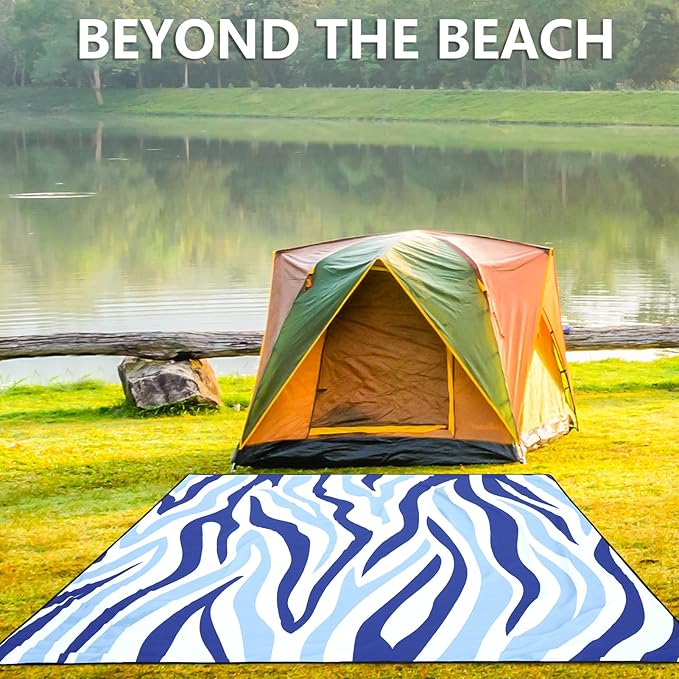 Beach Blanket, Sandproof Beach Mat, Waterproof Quick Drying Lightweight Outdoor Aztec Picnic Mat 79" X 83"/120"x108" for 2-8 Adults for Travel, Camping, Hiking