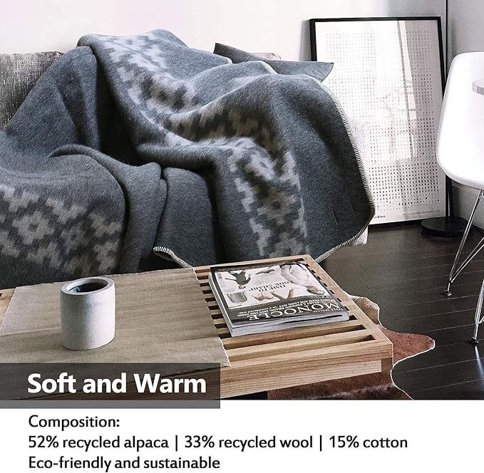 Thick Alpaca Wool Blanket Heavyweight Camping Outdoors Indoors Soft Peru Twin Size Ethnic Design (Soft Wine - Brown Design, Twin Size)