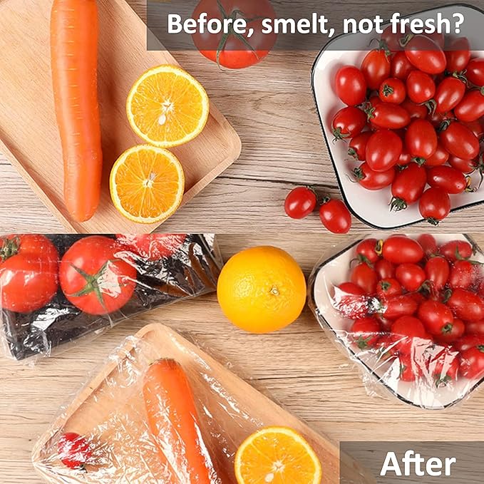 Fresh Keeping Bags, Plastic Sealing Bags Food Cover, Universal Kitchen Wrap Seal Fresh Keeping Caps Fresh Keeping Bags Covers,Plastic Stretchable Food Covers for Leftover And Meal Prep (300PCS)