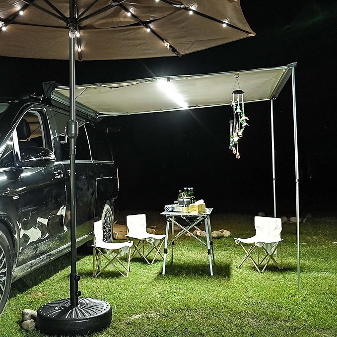 Yescom Car Awning with LED for SUV 4.6FT x 6.6FT Caravan Camping Side Rooftop Tailgate Canopy Tent Shelter Tarp