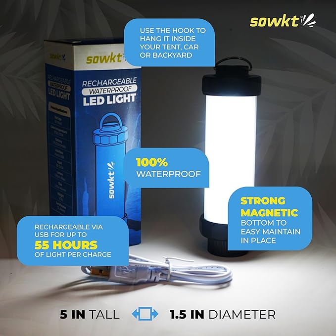 SOWKT Waterproof Cooler Light - 55 Hours of Light on One Charge - Rechargeable LED Light - Cooler Accessories Compatible with YETI, RTIC, ORCA, and more! Great for Camping, Fishing, Parties & Hunting!