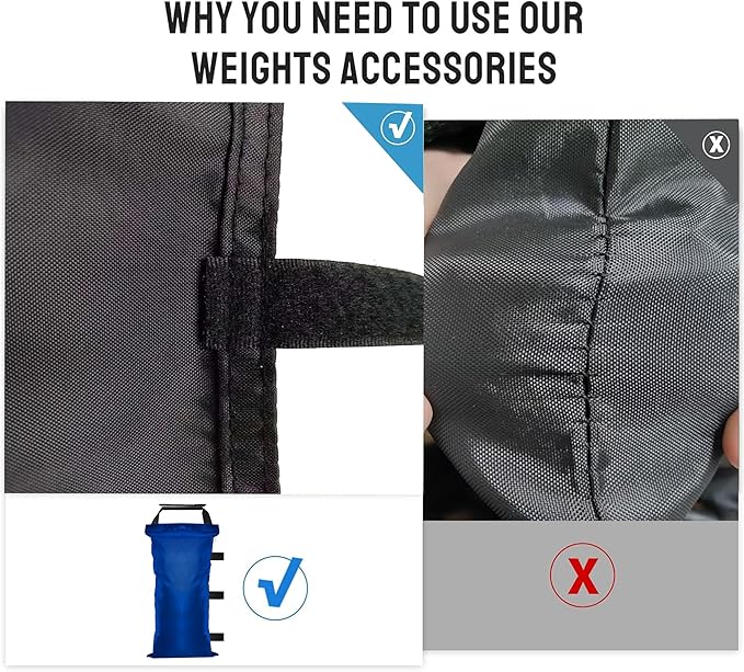 4 Pack (Upgrade) SANWAY Sand Bags for Canopy Weights(Unfilled)-Portable and Durable to Secure Tents, Canopies, and Umbrellas at Outdoor Events (Blue, 120 LBS)