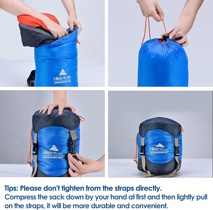 Hikenture Compression Sack for Sleeping Bag, Upgrade Anti-Tear Nylon Sleeping Bag Stuff Sack, 10L/14L/20L/30L Water-Resistant Compression Bag, Storage Bag