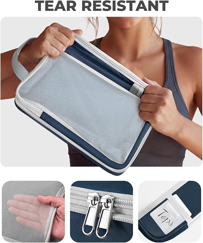 Percover Compression Packing Cubes 8-Piece Set, Packing Cubes Compression for Travel with Laundry Bag & Shoe Bag, Travel Organizer for Carry On & Checked Luggage, Navy Blue
