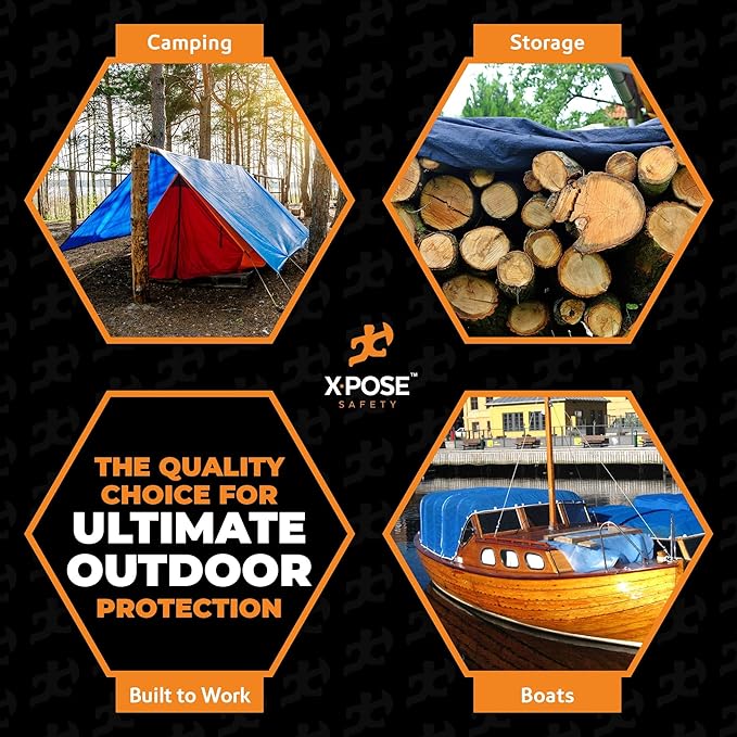 Better Blue Poly Tarp 30' x 30' - Multipurpose Protective Cover - Lightweight, Durable, Waterproof, Weather Proof - 5 Mil Thick Polyethylene - by Xpose Safety