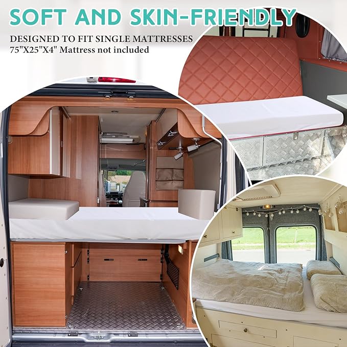 Breling Fitted Sheet (Sheet Only) Compatible with Milliard Trifold Mattress Folding Mattress Fitted Microfiber Bedclothes for Camp Bunk Rvs Bed(White,2 Pcs,Twin,4'')