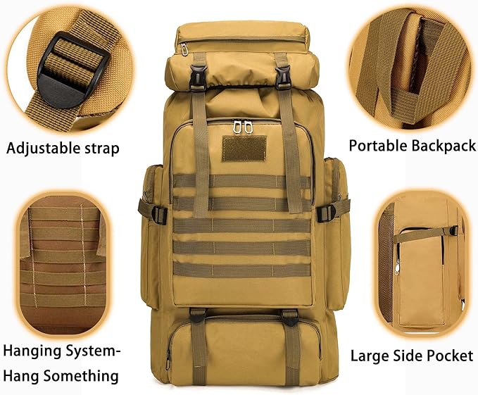 YFREAL 80L Hiking Camping Backpack,Hunting Backpack for Outdoor,Backpack Waterproof,Tactical Backpack for Men Women