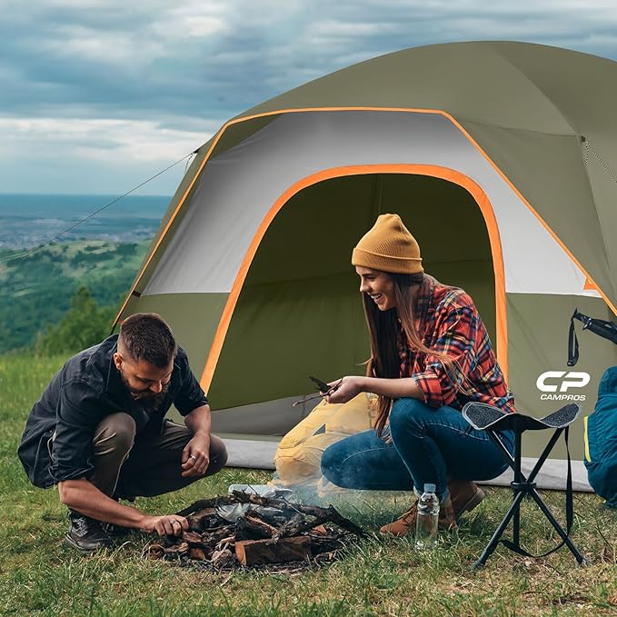 Tents for Camping 4 Person Tent Waterproof Windproof Double Layer Camping Tent, Easy Setup Dome Tent with Large Mesh Windows & Wider Door for Outdoor Camping & Hiking
