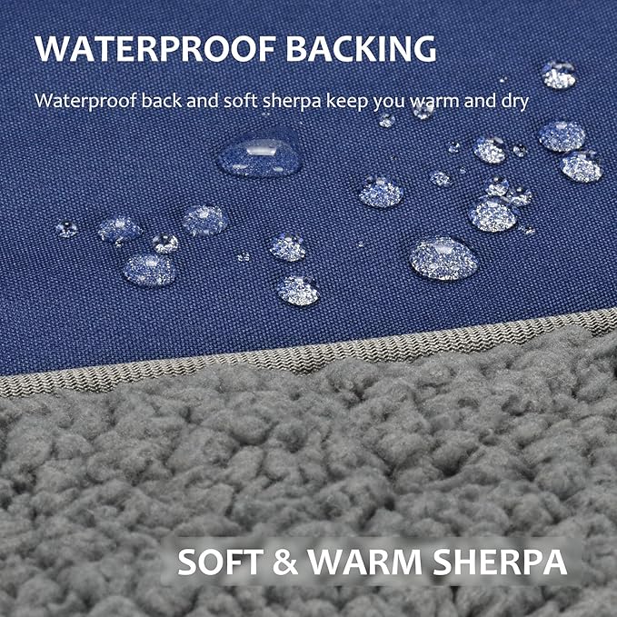 Tirrinia Large Waterproof Outdoor Blanket, Soft Warm Windproof Stadium Blanket with Sherpa Fleece and Foldable for Outdoor Sport, Baseball, Football, Beach, Concerts, Car