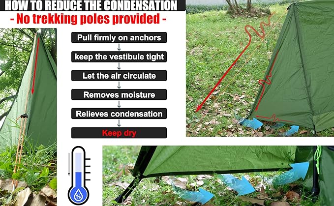 2-Person Trekking Pole Tent for Backpacking - Ultralight A-Frame Backpacking Tent, Two Person Waterproof Hiking Tent for Camping, Lightweight Camping Tent for Scouts, Trekker (No Poles)