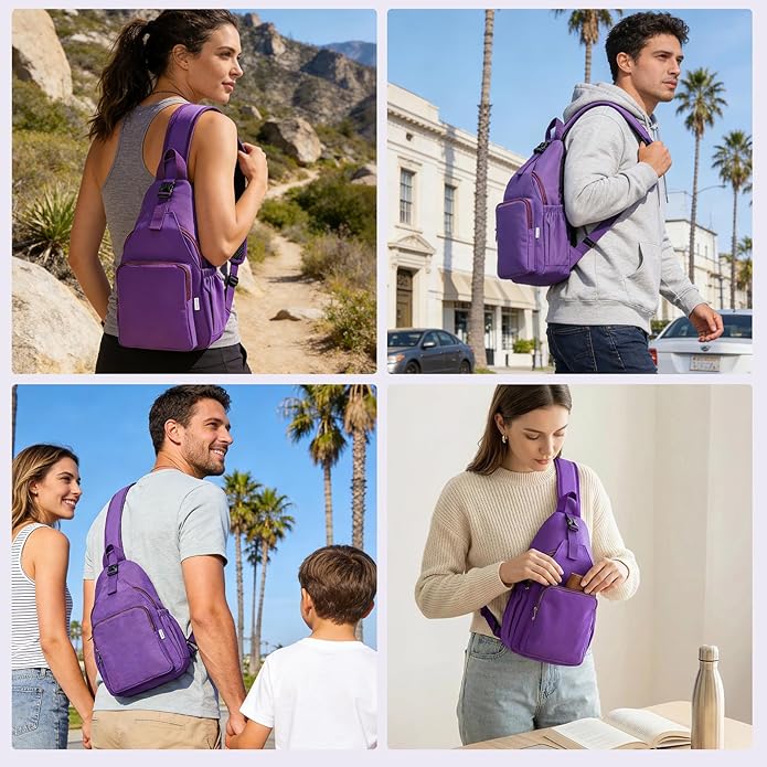 AOTIAN Anti-Theft Sling Backpack - Lightweight Water-Resistant Chest Daypack for Travel, Hiking & Outdoor