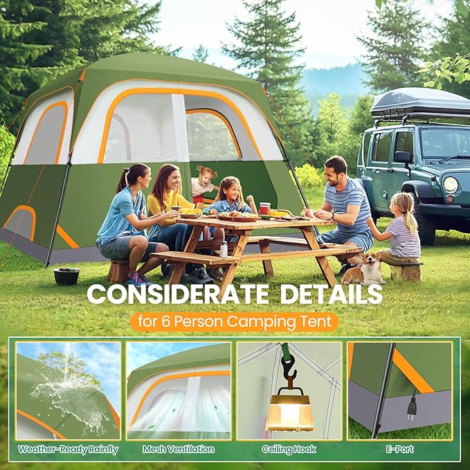 COBIZI 4-6-8-10 Person Camping Tent, Spacious Family Tents for Camping Ideal, Hiking, 3500mm Waterproof Double-Layer Windproof Tent for Hiking & Backpacking