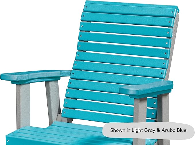 DutchCrafters Modern Horizontal Slat High Back Poly Outdoor Patio Chair (Light Gray and Aruba Blue)