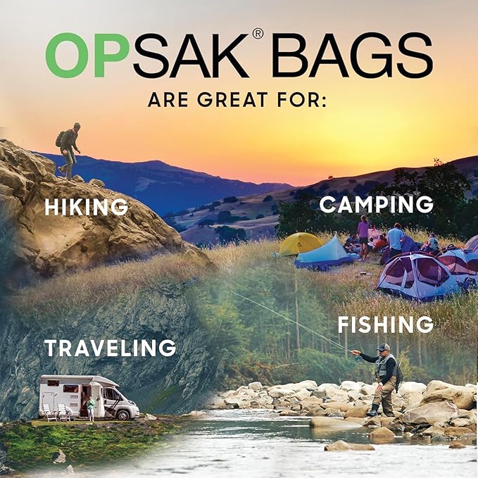 LOKSAK - OPSAK Odorproof Dry Bags for Backpacking, Hiking and Storage- Resealable Reusable and Recyclable Storage Bags (Assorted Sizes 3-Pack)