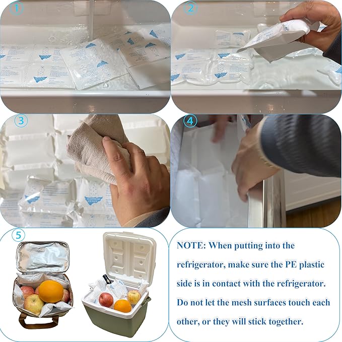 Reusable Ice Packs for Coolers - 10 Sheets(12 Large Ice Cells per Sheet) | Long-Lasting Cold Ice Packs for Shipping Frozen Food & Perishables | Freezer Packs for Lunch Boxes & Insulated Bags