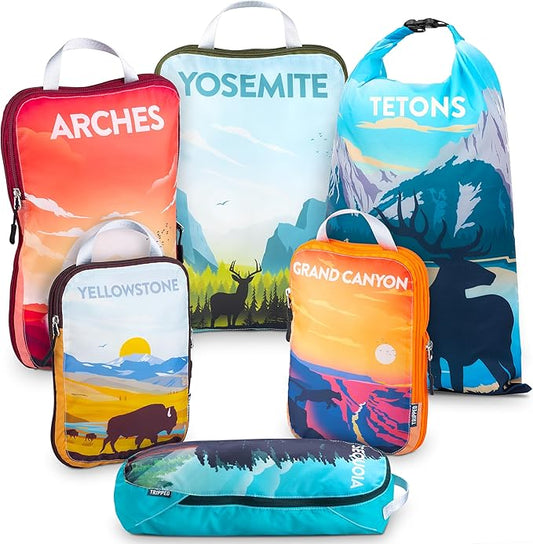 Compression Packing Cubes Set for Carryon Suitcases- Lightweight, Durable Clothes Organizer