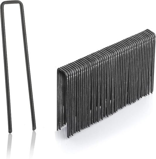 GardenMate 100-Pack 4'' 11 Gauge Heavy-Duty U-Shaped Garden Securing Stakes/Spikes/Pins/Pegs - Sod Staples for Anchoring Landscape Fabric
