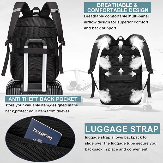 LIWAG Extra Large Business Travel Backpack, Anti Theft Water Resistant College Backpack Computer Bag Fits 17.3Inch Laptop Notebook, Blue