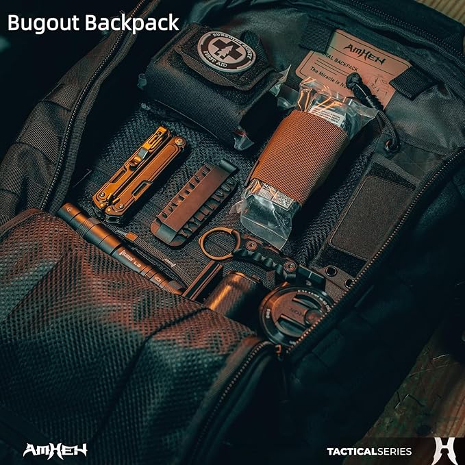 32L Tactical Backpack - MOLLE Everyday Carry with Suspended 17" Laptop Compartment for Work, Travel and Emergency (Black)