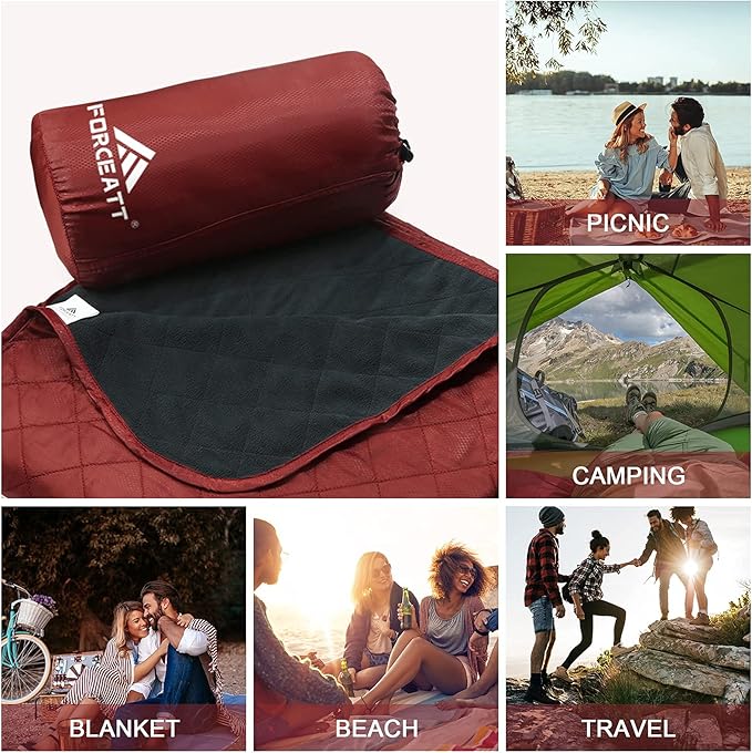 Forceatt Camping Blanket, 79" X 57" Large Outdoor Blanket, Sandproof, Waterproof for Outdoor Festivals, Beaches, Picnics, Stadium，Camping, Parks, Hiking, Travel, Family Suitable for 4 Seasons.