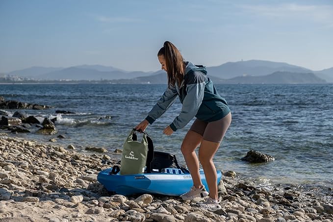 EARTH&RIVER Premium Waterproof Dry Bag Backpack, Extra Thick, Protection for All Water Activities & Camping, Floating Lightweight Dry Bag & IPX8 Waterproof Phone Case (Army Green, 10L)