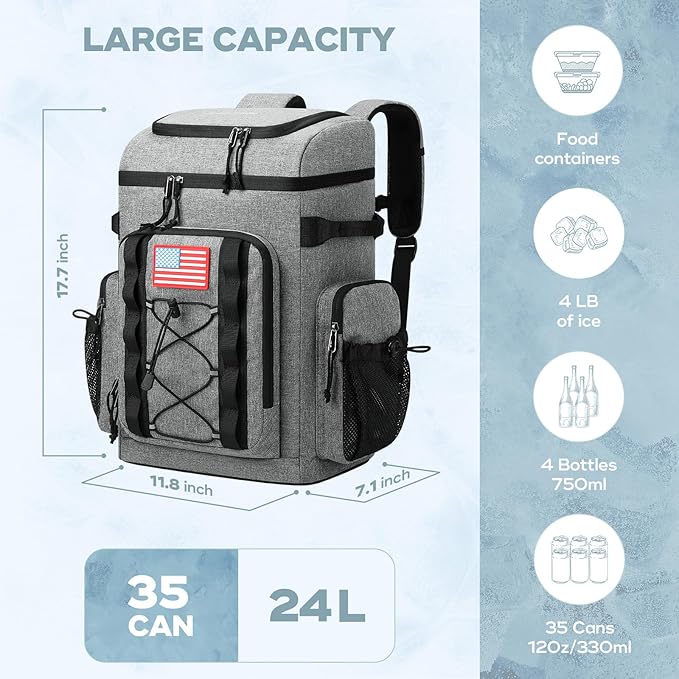 Maelstrom Backpack Cooler,Soft Lightweight Leakproof Cooler Backpack,Men Women 35/50 Can Insulated Cooler Bag,Keeps Hot/Cold for Up to 16 Hours,Perfect for Camping, Beach