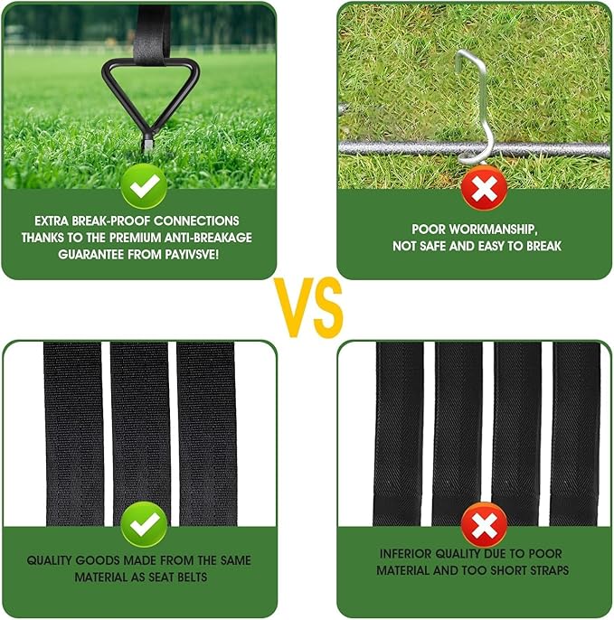 Earth Anchors Trampoline Heavy Duty Stakes Kit - Spiral Screw In Ground Anchors with Straps for Swing Set