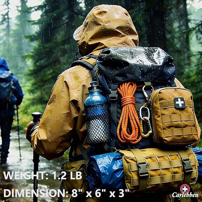 EMT Pouch MOLLE Ifak Pouch Tactical MOLLE Medical First Aid Kit Utility Pouch Carlebben (with Medical Supplies Tan)