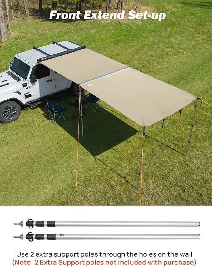 JOYTUTUS Awning Wall Universal Multi-Side for 6.6FT x 8.2FT, Waterproof Ripstop UV-Resistant Extension for Privacy & Sun Shade