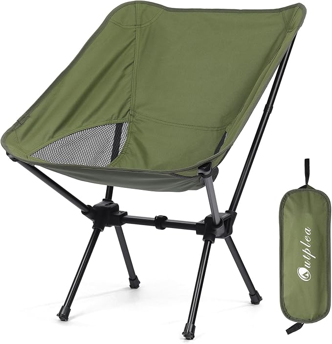 Folding Portable Camping Chair, Lightweight Foldable Outdoor Chair for Sports, Backpacking Beach Chair for Adults, Green