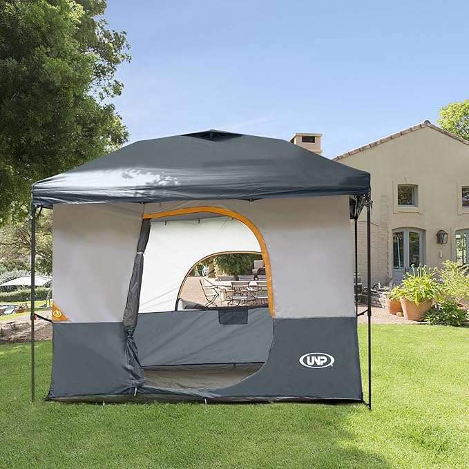 UNP Camping Canopy - Inner Tent - Side Tents - SUV Camping Cube for 10' x 10' Pop Up Canopies (Canopy Pole/Shelter NOT Included) (Gray-Inner Tent)