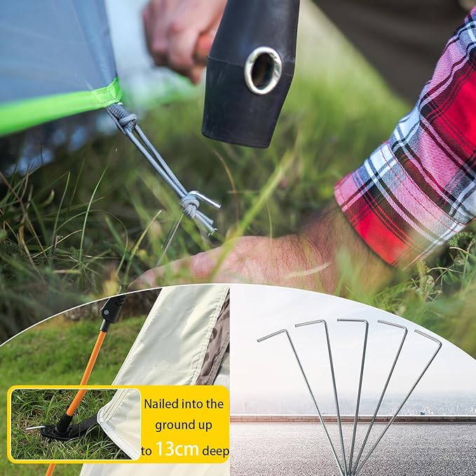 100 Pack 7" Tent Stakes, Metal Tent Stakes for Outdoor 4mm Thickness Camping Galvanized Tent Stake Pegs Rust-Free Canopy Stakes Heavy Duty Garden Stakes for Camping, Canopy, Outdoor Decoration