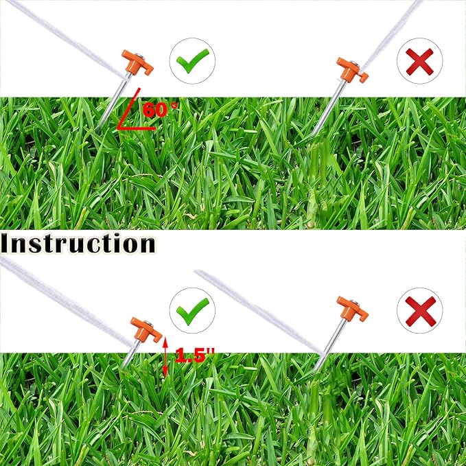 20 Pack Tent Stakes - 9.75 Inch Galvanized Non-Rust Ground Stakes Heavy Duty Canopy Anchors Metal Tent Pegs for Camping, Garden, Hiking, Orange