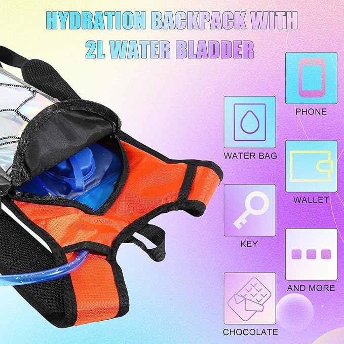 Chunful 4 Water Backpack Running Hydration Pack with 2L Hiking Water Bladder Pack for Musical Festival Essential Women Men Running Cycling Climbing Hiking, 4 Color