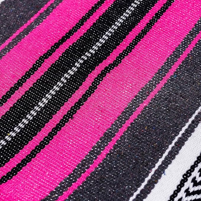 Airooglee 69" L x 51" W Large Mexican Blanket - Perfect as Yoga Blanket, Outdoor Blanket, Beach Blanket, Serape Blanket, Picnic Blanket, Camping Blanket, Woven Blanket, Boho Home Décor - Rose