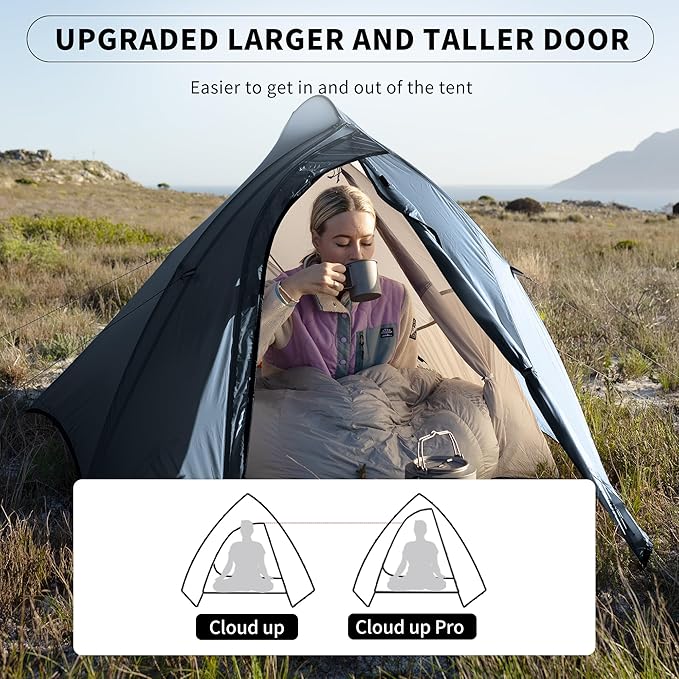 Naturehike Cloud Up 1 Person Tent, Lightweight Backpacking Tents for One Man, Waterproof Ultralight One Person Tent for Camping Hiking Backpacking