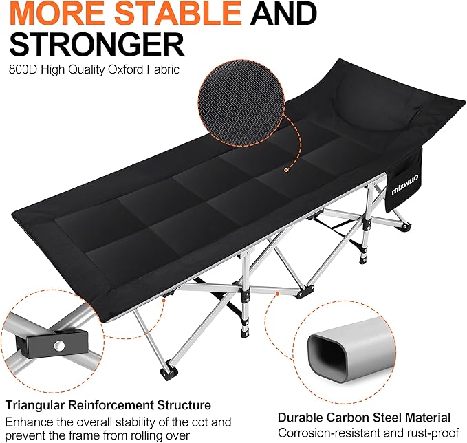 Camping cots for Adults,Cots for Sleeping,Cushion and Pillow, Camping Tent cot,High Weight Capacity, Compact Storage,with Carry Bag,Ideal for Outdoor Camping, Office use,Napping, Beach Trips