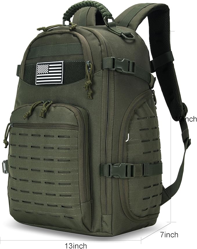 35L Tactical Backpack for Men Heavy Duty Military Backpack 3 Day Assault Pack Molle Backpack Hiking Rucksack (Green)