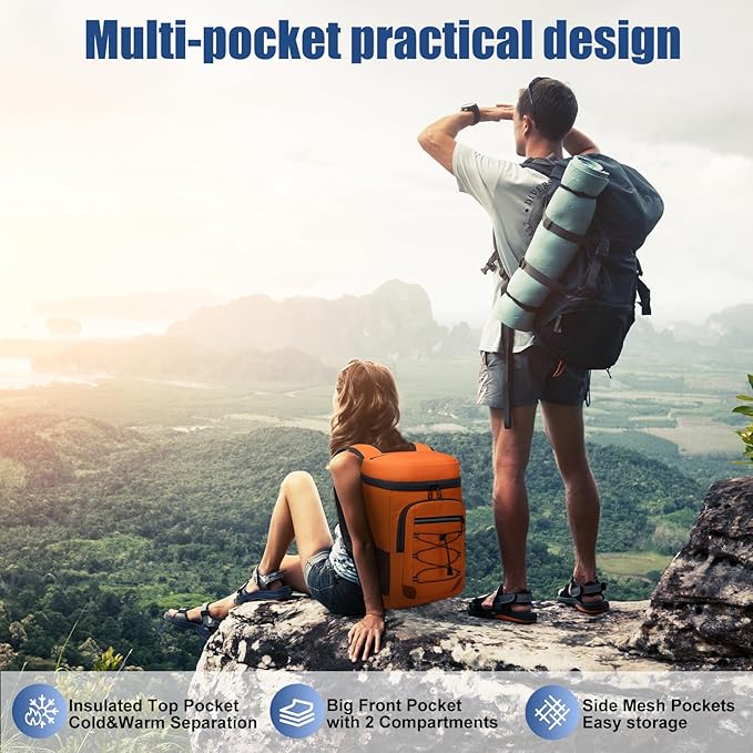 Backpack Cooler Insulated Leak Proof for Men Women 36 Cans Soft Cooler Backpack Insulated Waterproof Large Capacity Coolers Bag Portable for Lunch Camping Travel Picnic Hiking
