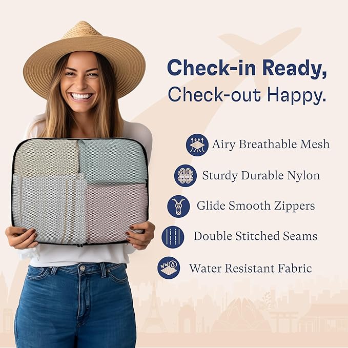 Shacke Packing Cubes for Travel 5 Set - Compression Luggage Organizer Bags - Versatile Travel Organizer for Women and Men - Optimized Packing Bags - Travel Essentials (Air Black)