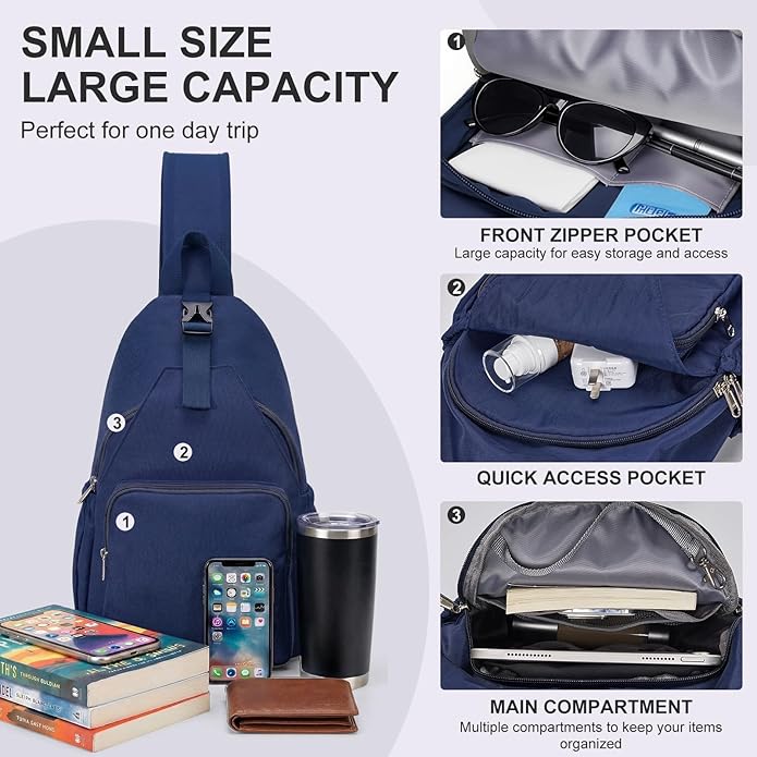 AOTIAN Anti-Theft Sling Backpack - Lightweight Water-Resistant Chest Daypack for Travel, Hiking & Outdoor