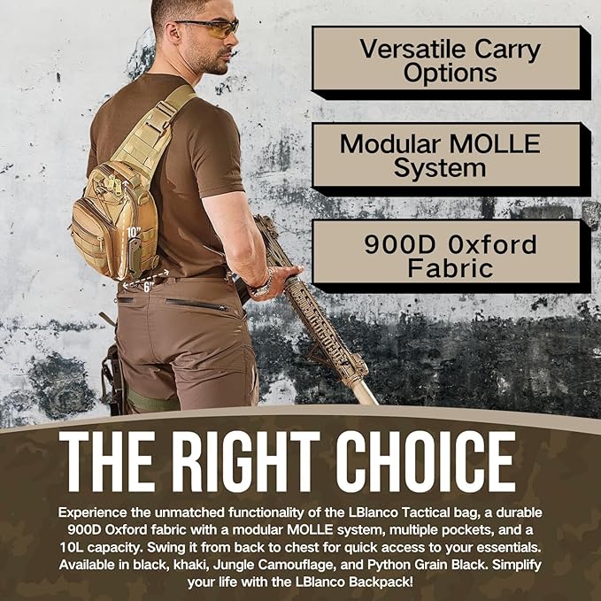 Tactical Shoulder Sling Bag Small Outdoor Chest Pack Backpack for Men Traveling, Trekking, Camping, Sling Backpack