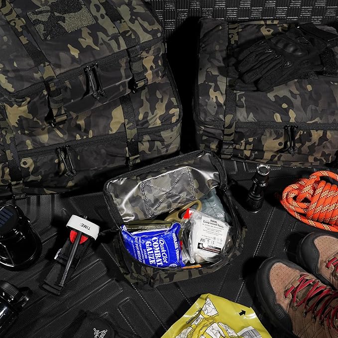 PETAC GEAR 4 PCS Tactical Modular Packing Cubes with Waterproof Material, Large Capacity Storage Bag, Easy Clean Outdoor Travel Organize Storage Pouches Bags (MCBK)